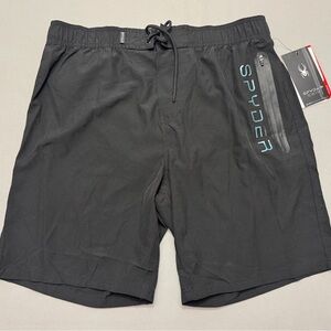 Spyder Men's Black Swim Board Shorts with Teal Logo size XL